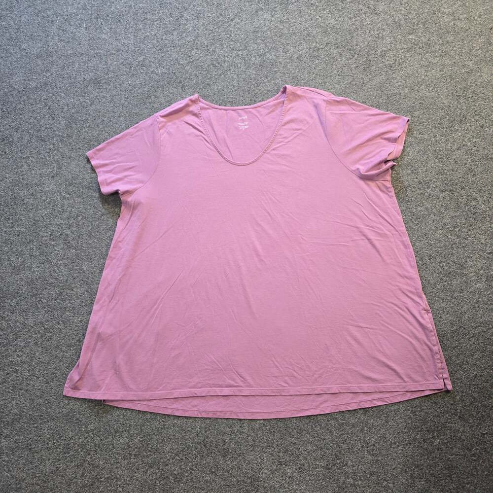 J Jill Top Womens 3X Pink Purple Pima Scoop Neck Elliptical Short Sleeve Casual